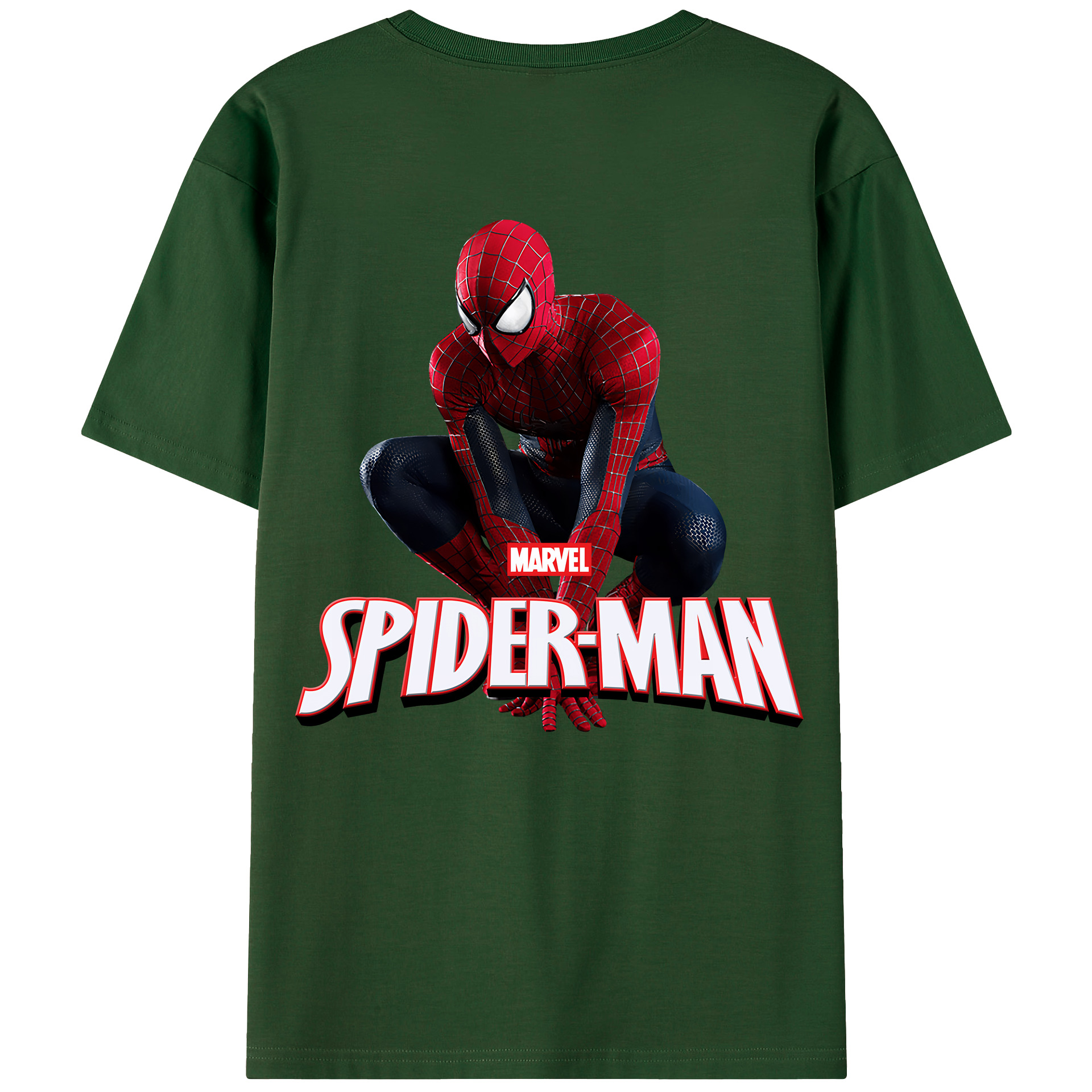 （画像用） Spider Man スパイダーマン 綿100％半袖Tシャツ（背面プリント）